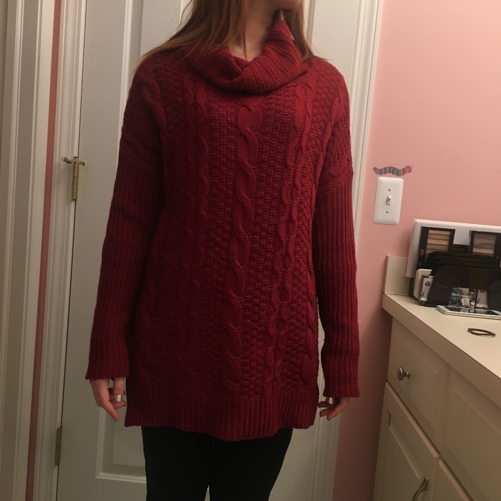 Red Velvet Long Neck Sweater